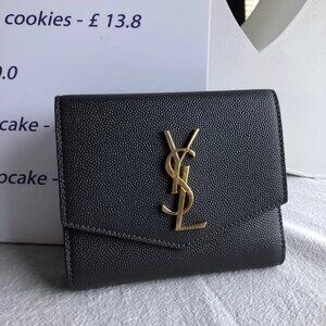 Saint Laurent Black Wallet with Gold Logo